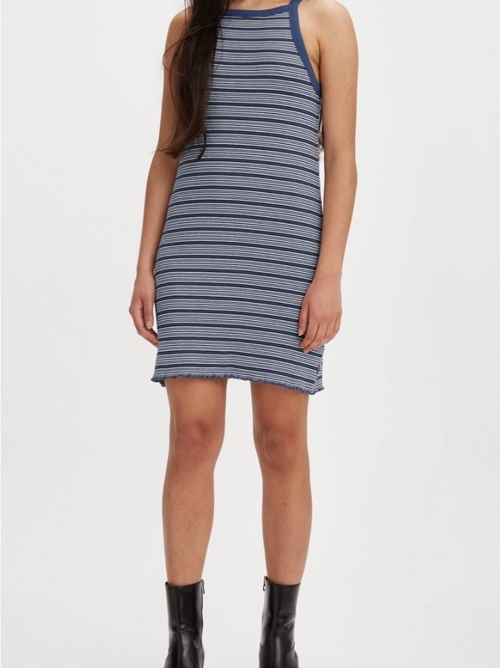 Levi's DEVON TANK DRESS Blue/White Striped Knit Dress Sleeveless  S